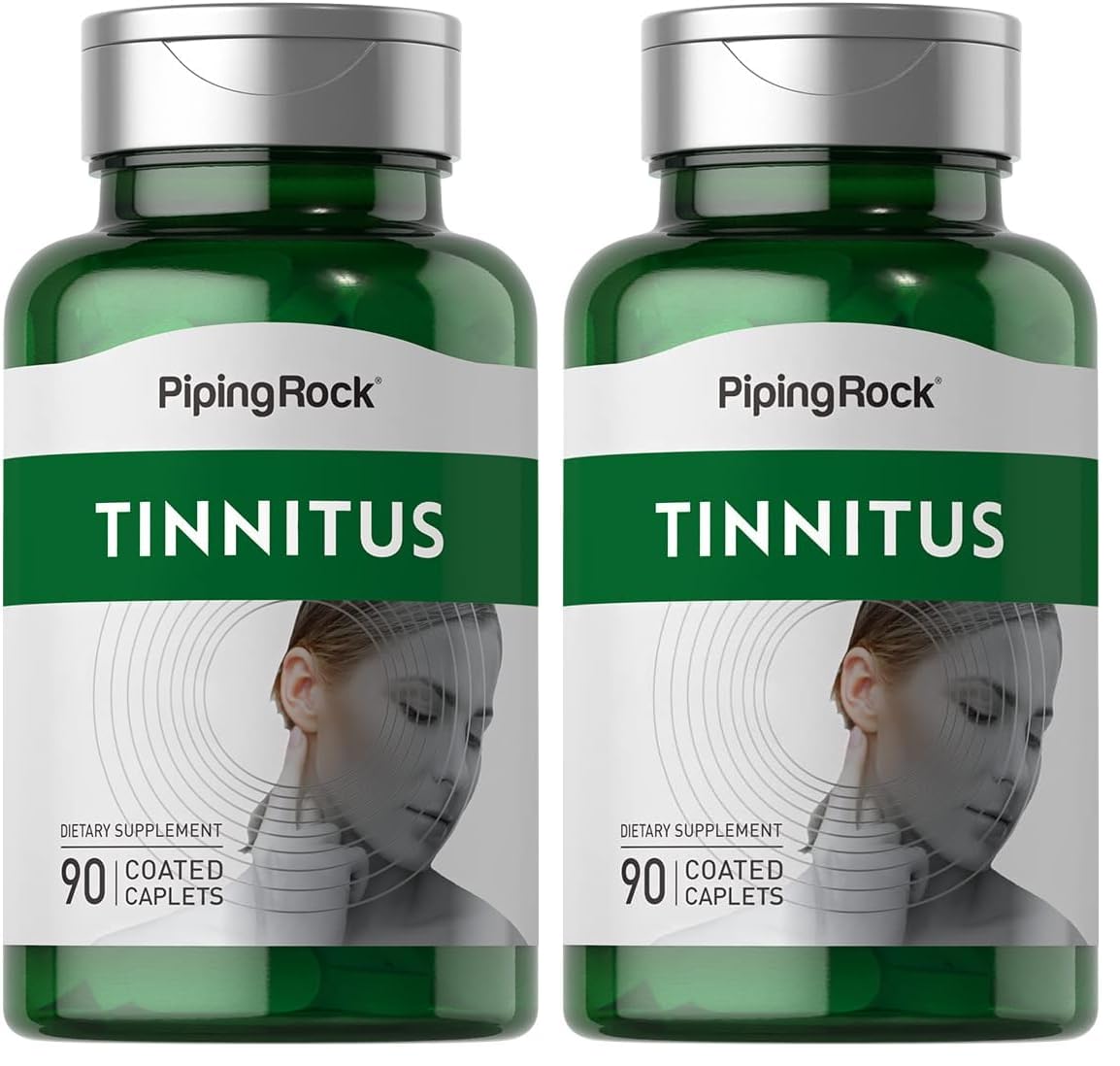 Piping Rock Tinnitus Supplement - 90 Caplets (Pack of 2) | Vegetarian, Non-GMO, Gluten Free