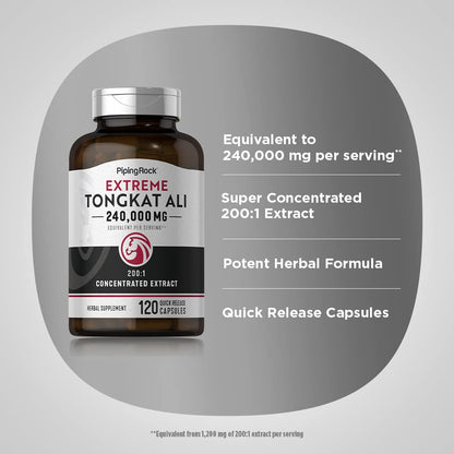 Piping Rock Tongkat Ali for Men | 1200mg | 120 Capsules | Longjack Root Extract | Herb Supplement | Non-GMO, Gluten Free