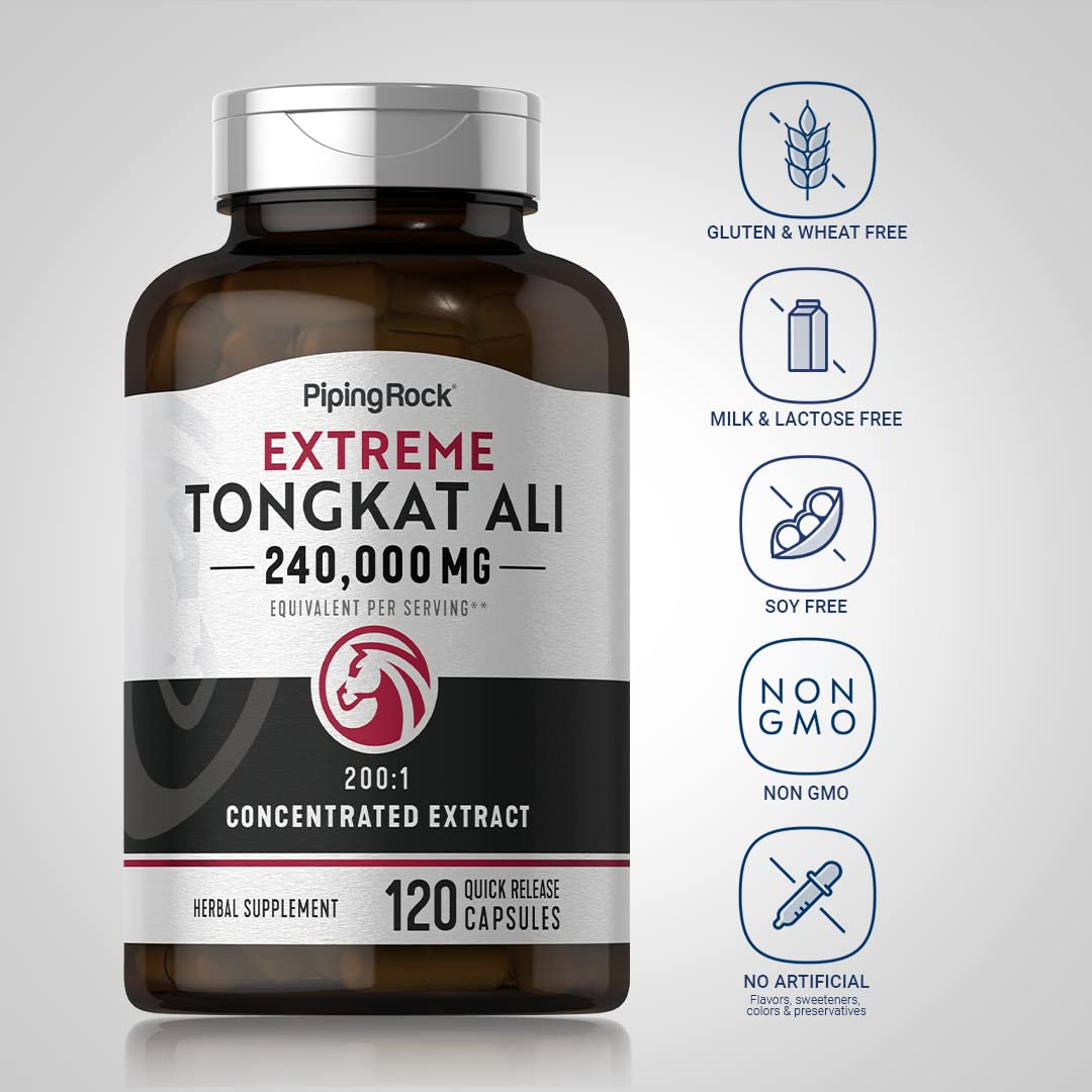 Piping Rock Tongkat Ali for Men | 1200mg | 120 Capsules | Longjack Root Extract | Herb Supplement | Non-GMO, Gluten Free