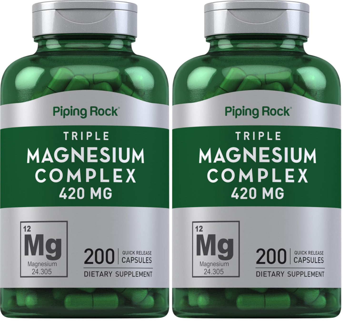 Piping Rock Triple Magnesium Complex 420 mg | 200 Capsules | Pack of 2