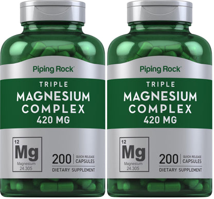Piping Rock Triple Magnesium Complex 420 mg | 200 Capsules | Pack of 2
