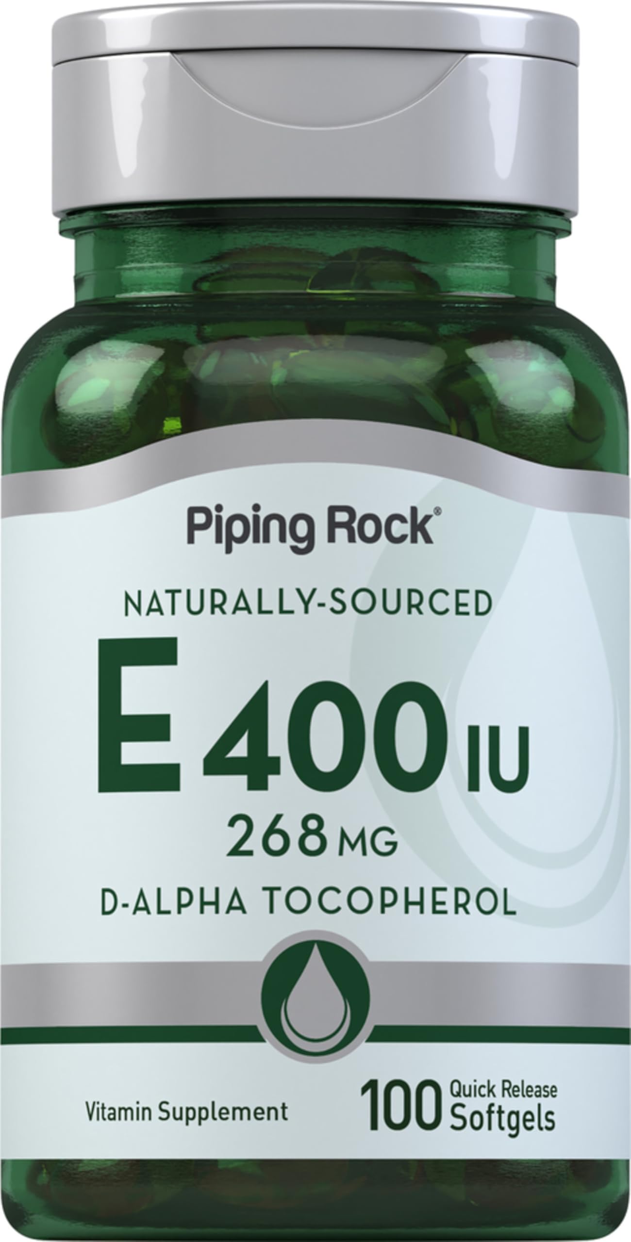Piping Rock Vitamin E 400 IU Softgels – 100 Softgels | Non-GMO, Gluten Free