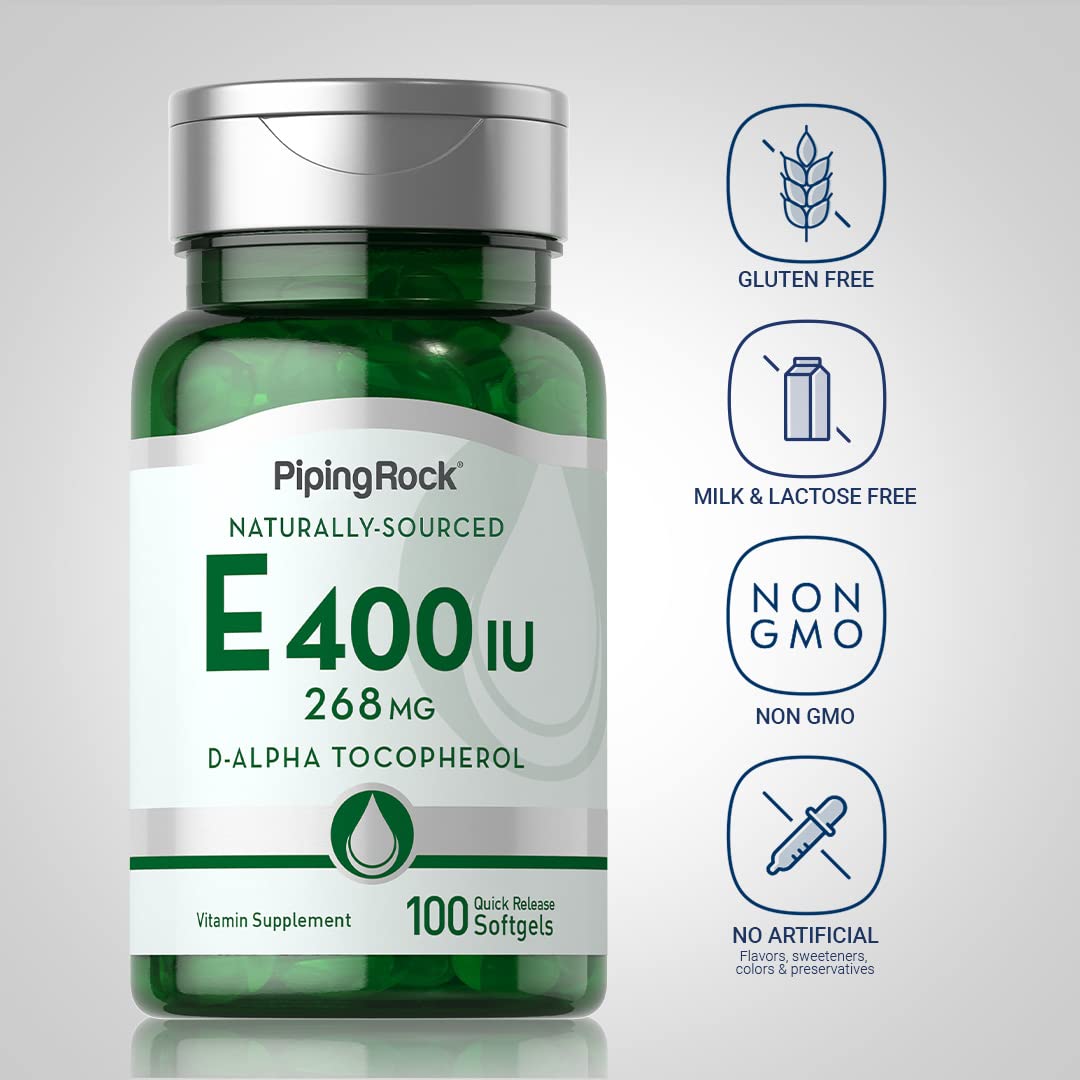 Piping Rock Vitamin E 400 IU Softgels – 100 Softgels | Non-GMO, Gluten Free