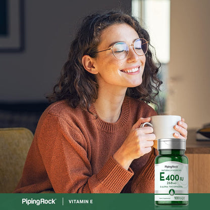 Piping Rock Vitamin E 400 IU Softgels – 100 Softgels | Non-GMO, Gluten Free
