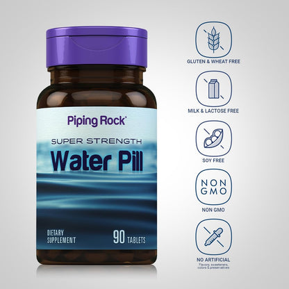 Piping Rock Water Pill for Men and Women - 90 Tablets, Pack of 2 | Vegetarian, Non-GMO, Gluten Free