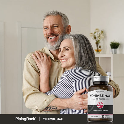 Piping Rock Yohimbe Supplements for Men | 2200 mg | 180 Capsules | Max Concentrated Extract | Non-GMO, Gluten Free Supplement
