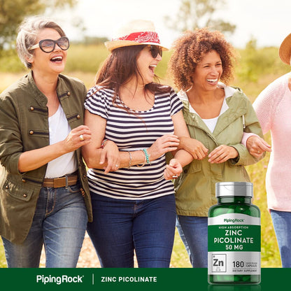 Piping Rock Zinc Picolinate 50mg - 180 Capsules (Non-GMO, Gluten Free)