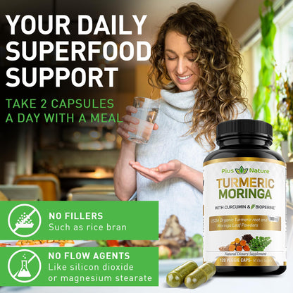 PIUS NATURE Turmeric Moringa – Organic Turmeric & Moringa Capsules