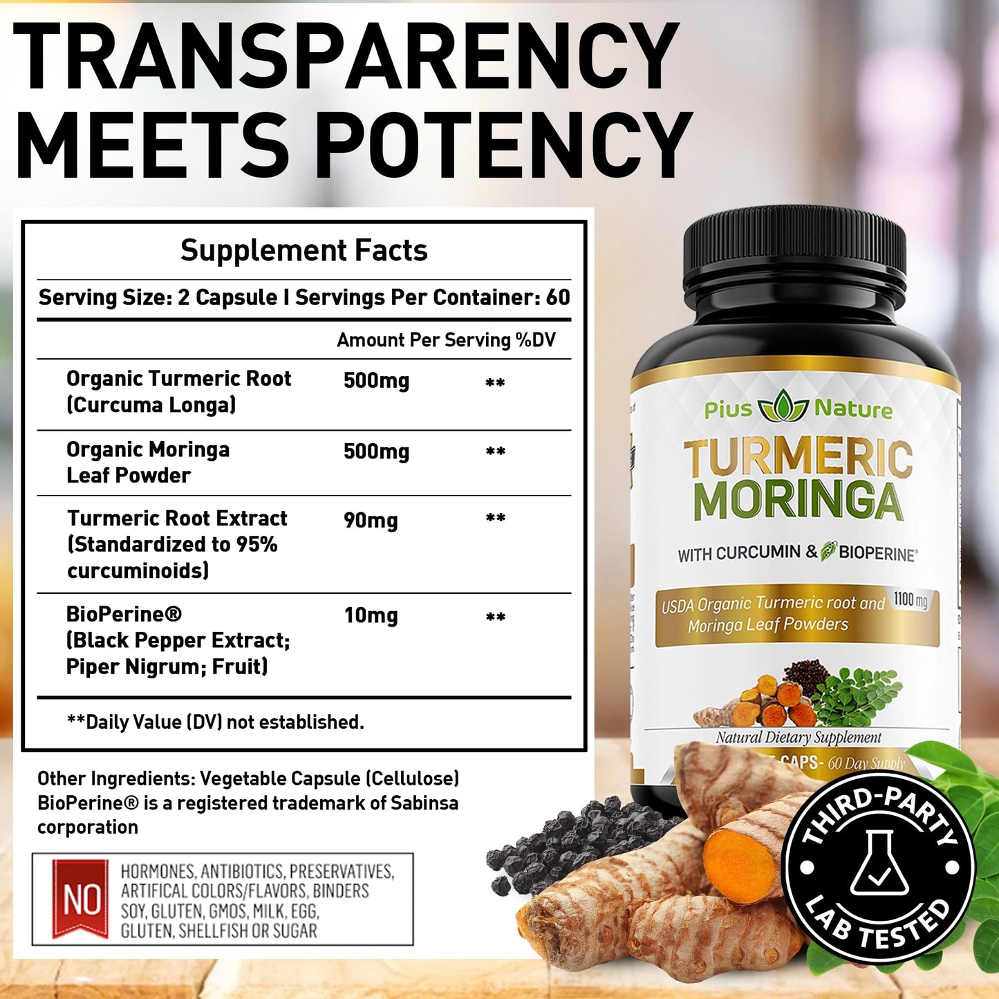 PIUS NATURE Turmeric Moringa – Organic Turmeric & Moringa Capsules