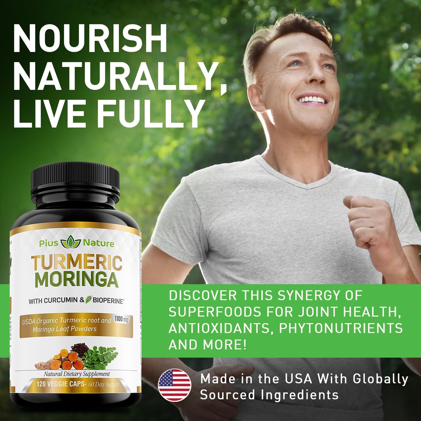 PIUS NATURE Turmeric Moringa – Organic Turmeric & Moringa Capsules
