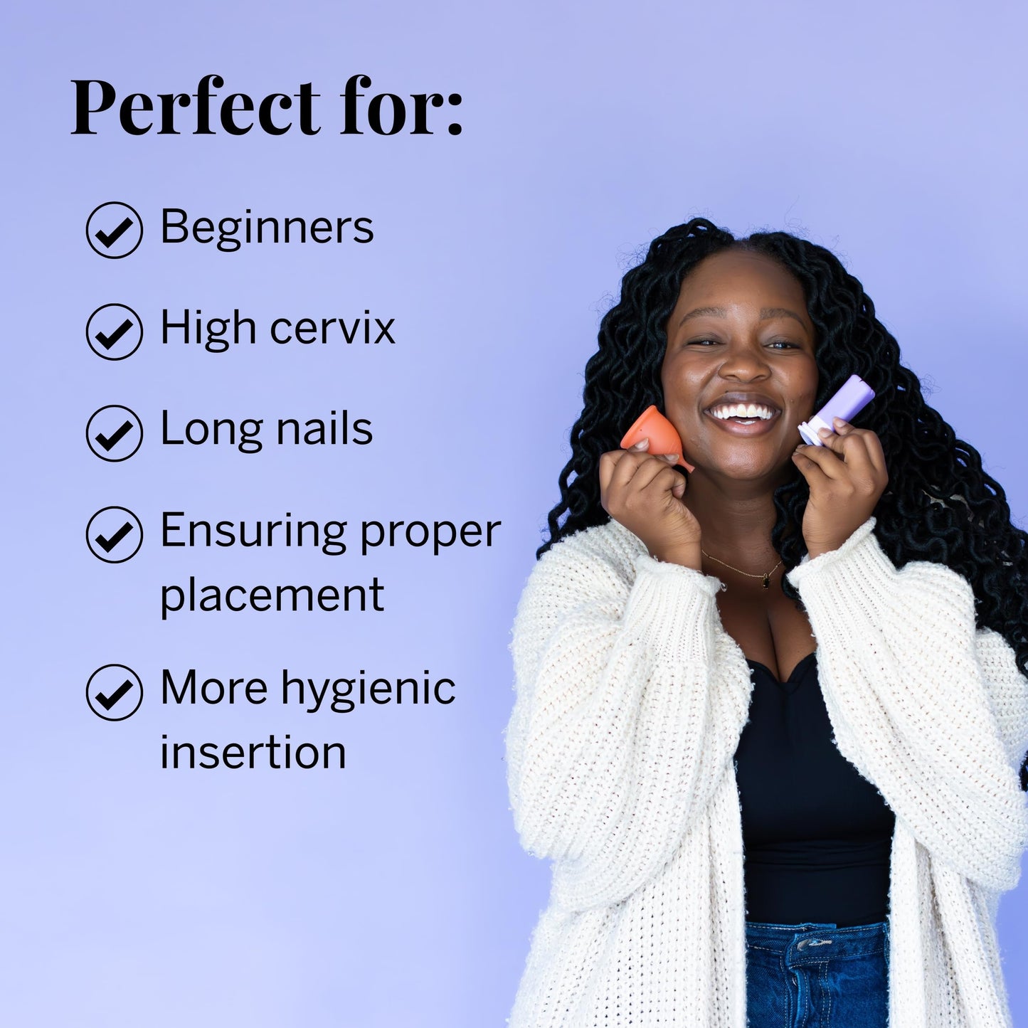 Pixie Cup Menstrual Cup Applicator — Tampon-Like Insertion, Reusable & BPA-Free