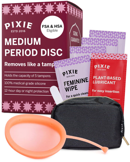 Pixie Menstrual Disc Coral Medium – 12-Hour Wear, Medical-Grade Silicone | Pixie Cup