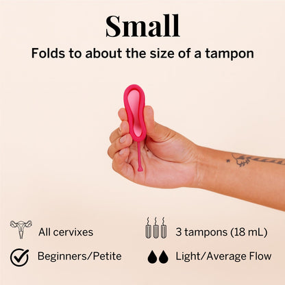 Pixie Menstrual Disc — 100% Medical-Grade Silicone, Ranked #1 Tampon Alternative, 12-Hour Wear, 3-Tampon Capacity (Small)