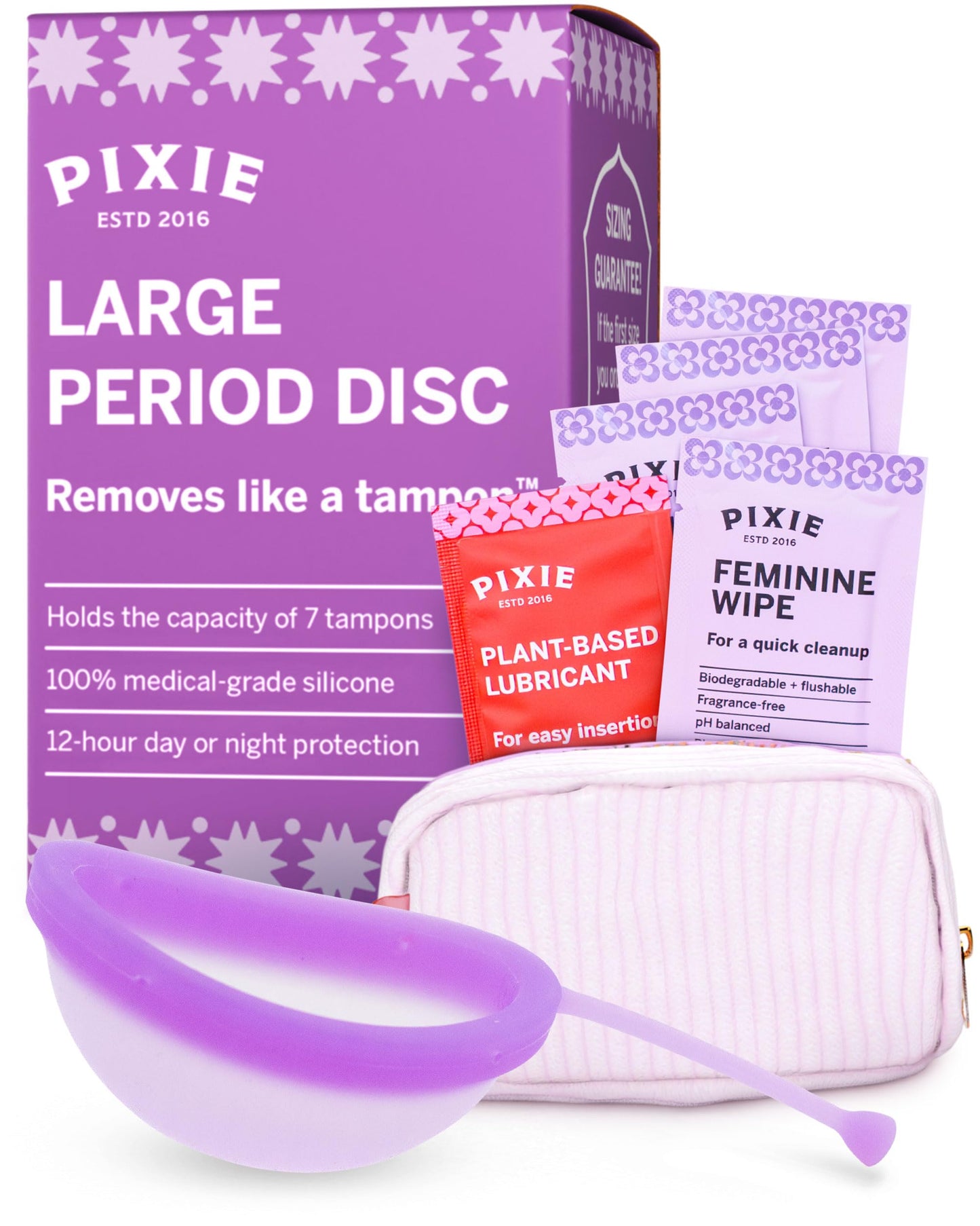 Pixie Cup Menstrual Disc - 100% Medical-Grade Silicone | 12-Hour Wear, 7-Tampon Capacity (Large)