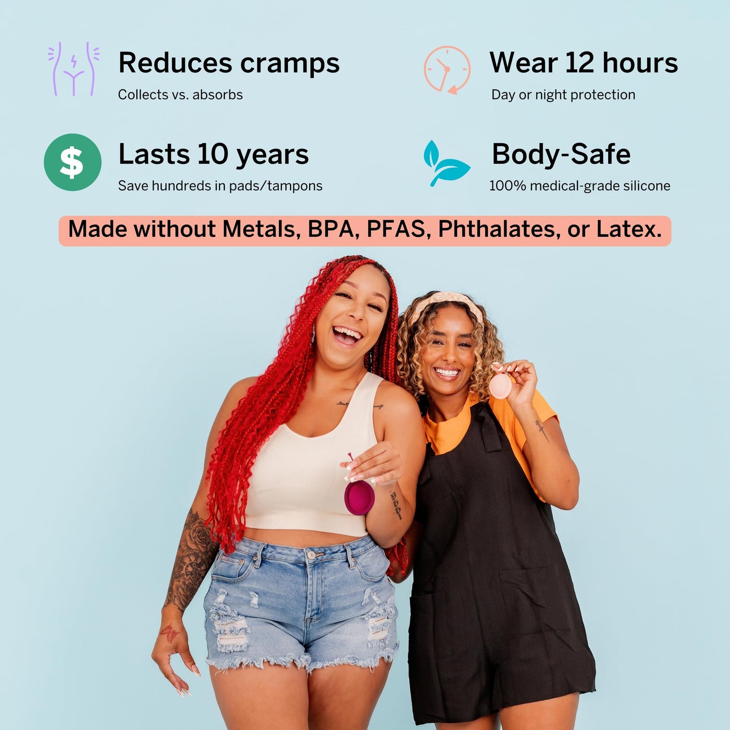 Pixie Cup Menstrual Disc - 100% Medical-Grade Silicone | 12-Hour Wear, 7-Tampon Capacity (Large)
