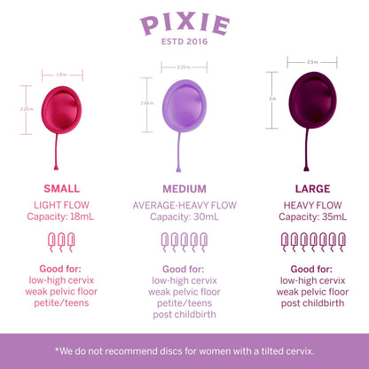 Pixie Menstrual Disc – 100% Medical-Grade Silicone, 12-Hour Wear, 5-Tampon Capacity (Ranked #1)