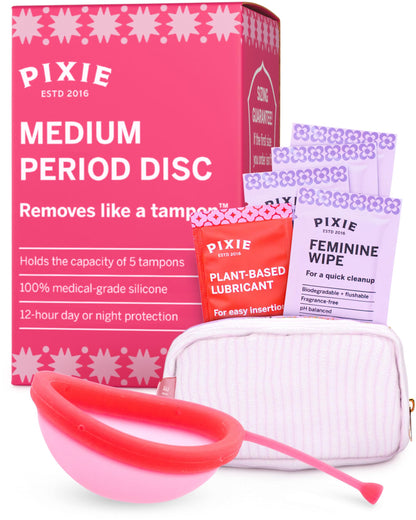 Pixie Menstrual Disc – 100% Medical-Grade Silicone, 12-Hour Wear, 5-Tampon Capacity (Ranked #1)