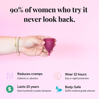 Pixie Cup Plum Small – Reusable Medical-Grade Silicone Menstrual Cup | #1 Tampon Alternative | Buy One, Give One