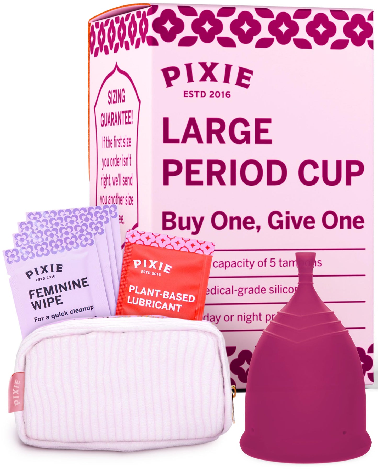Pixie Cup Plum Large - Soft, Safe Reusable Menstrual Cup | 100% Medical-Grade Silicone, #1 Tampon Alternative