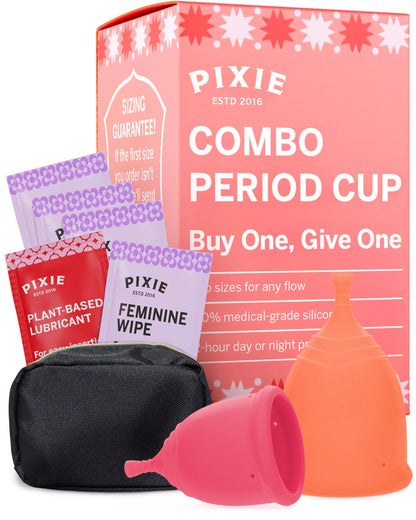 2 Pixie Menstrual Cups – 100% Medical-Grade Silicone, No Metals or Toxins | 12-Hour Wear | Buy One Give One (Combo)