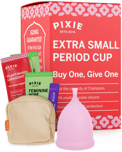 Pixie Menstrual Cup - Extra Small, Blush | The Softest Reusable Cup, 12-Hour Wear