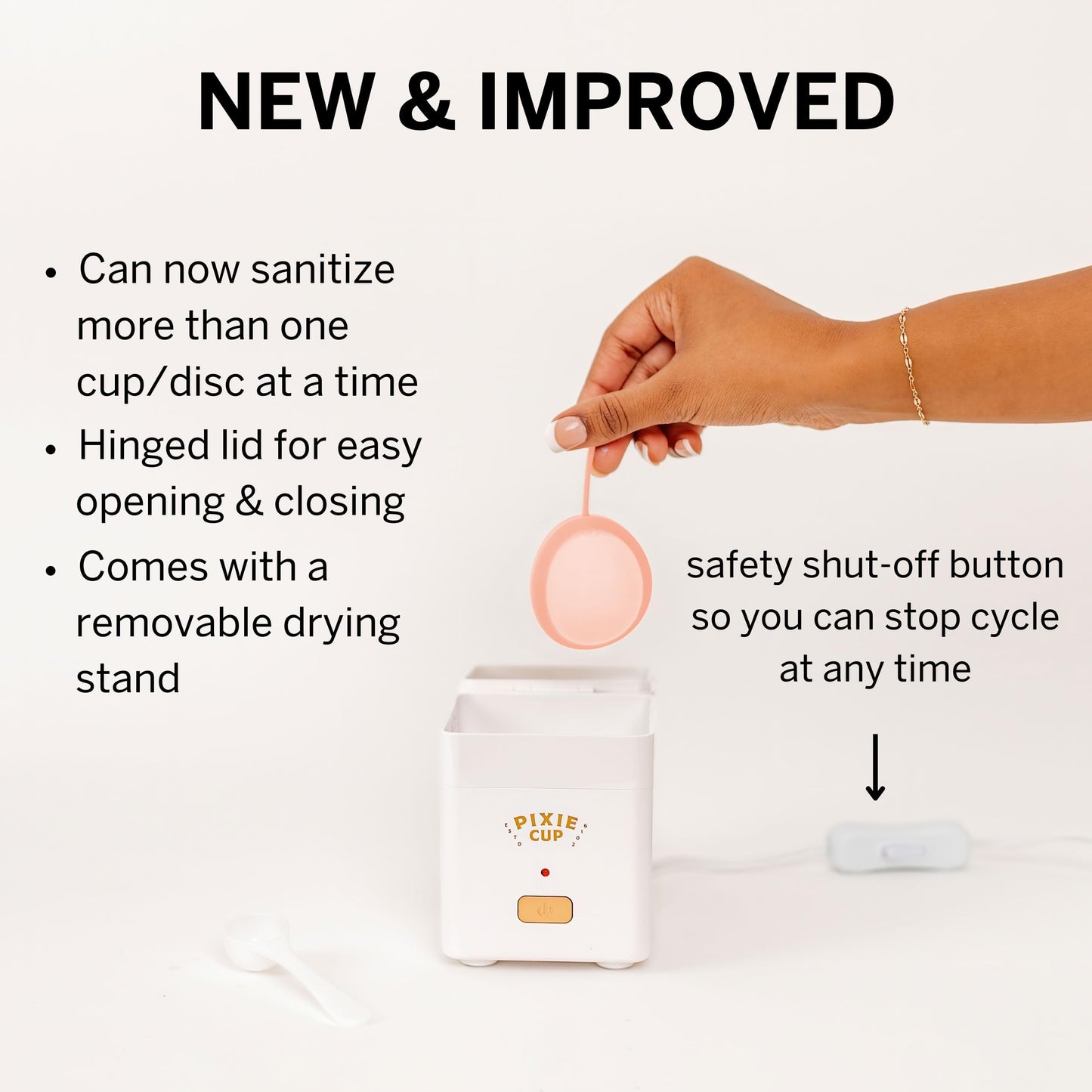 Pixie Cup Steam Cleaner: 3-Min Sterilization, 99.9% Germ Kill, FSA Eligible