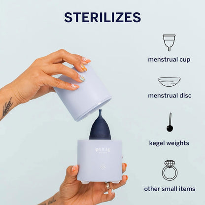 Pixie Cup Sterilizer 2.0 – 3-Minute Steam, 99% Germ Reduction, Sensor Button