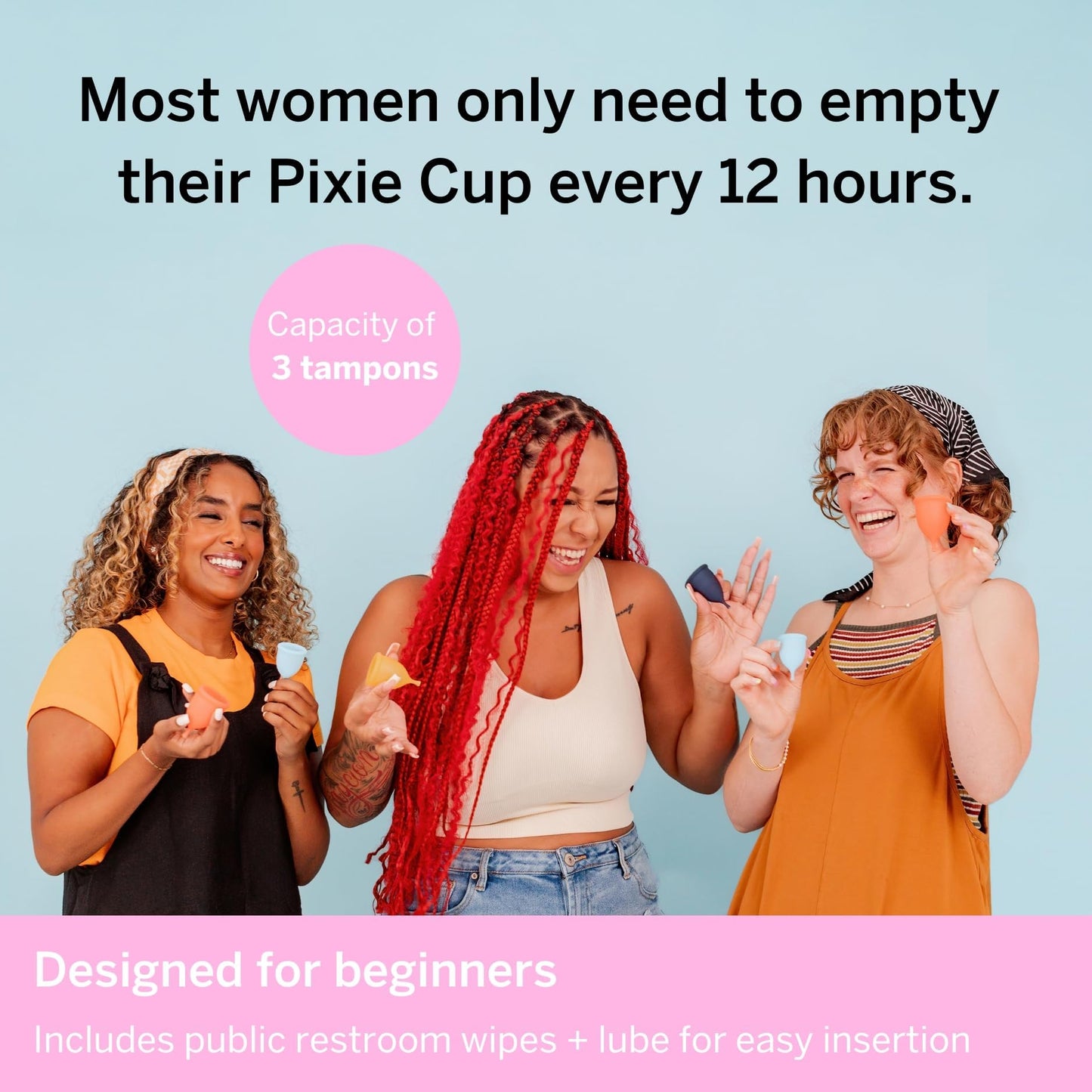 Pixie Menstrual Cup - Extra Small, Blush | The Softest Reusable Cup, 12-Hour Wear