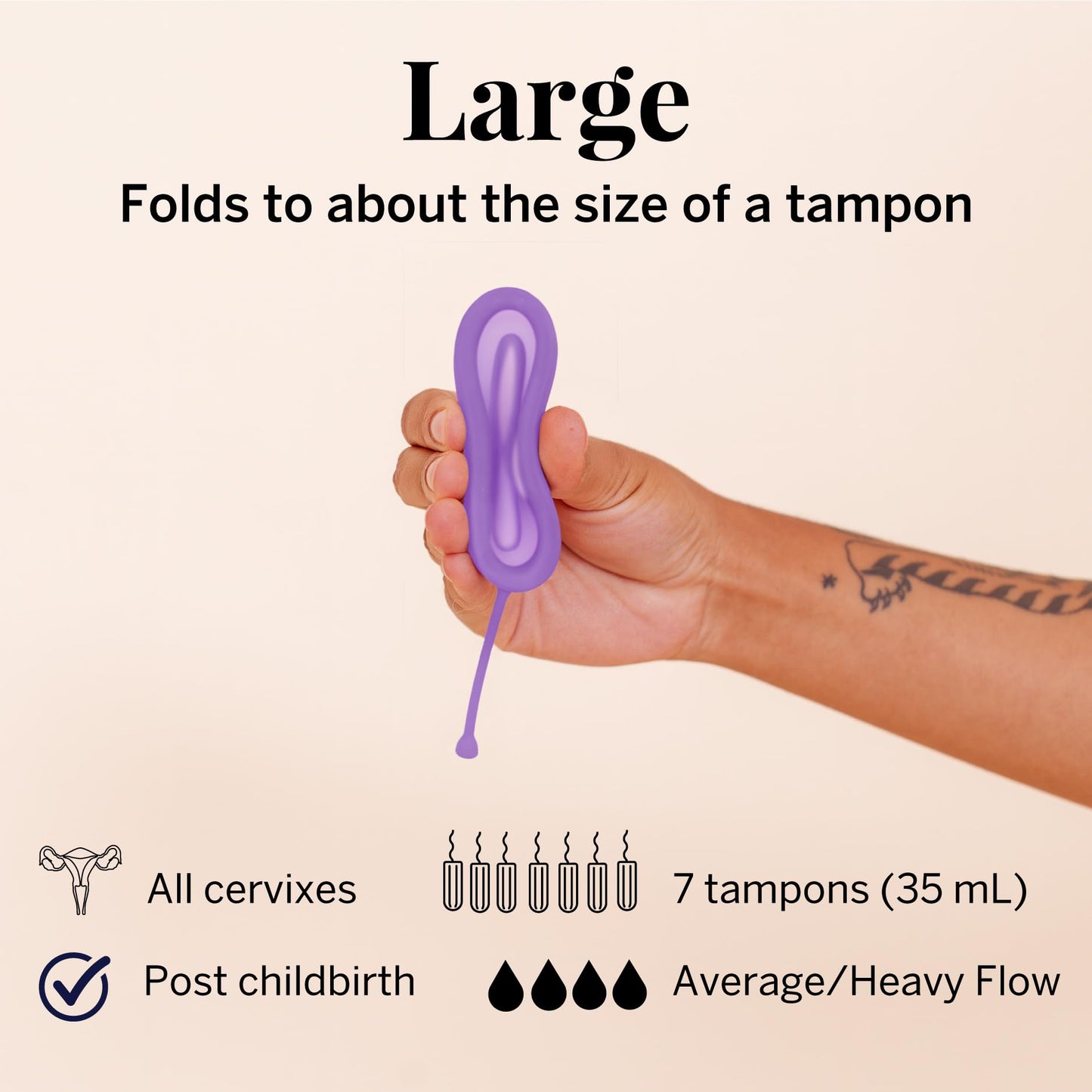 Pixie Cup Menstrual Disc - 100% Medical-Grade Silicone | 12-Hour Wear, 7-Tampon Capacity (Large)