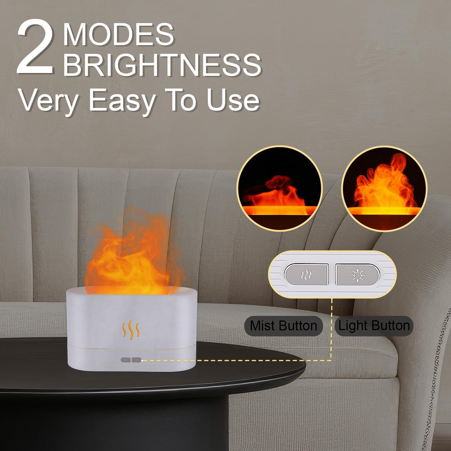 PIZAY Flame LED Essential Oil Diffuser – 180mL, Auto-Off, Black