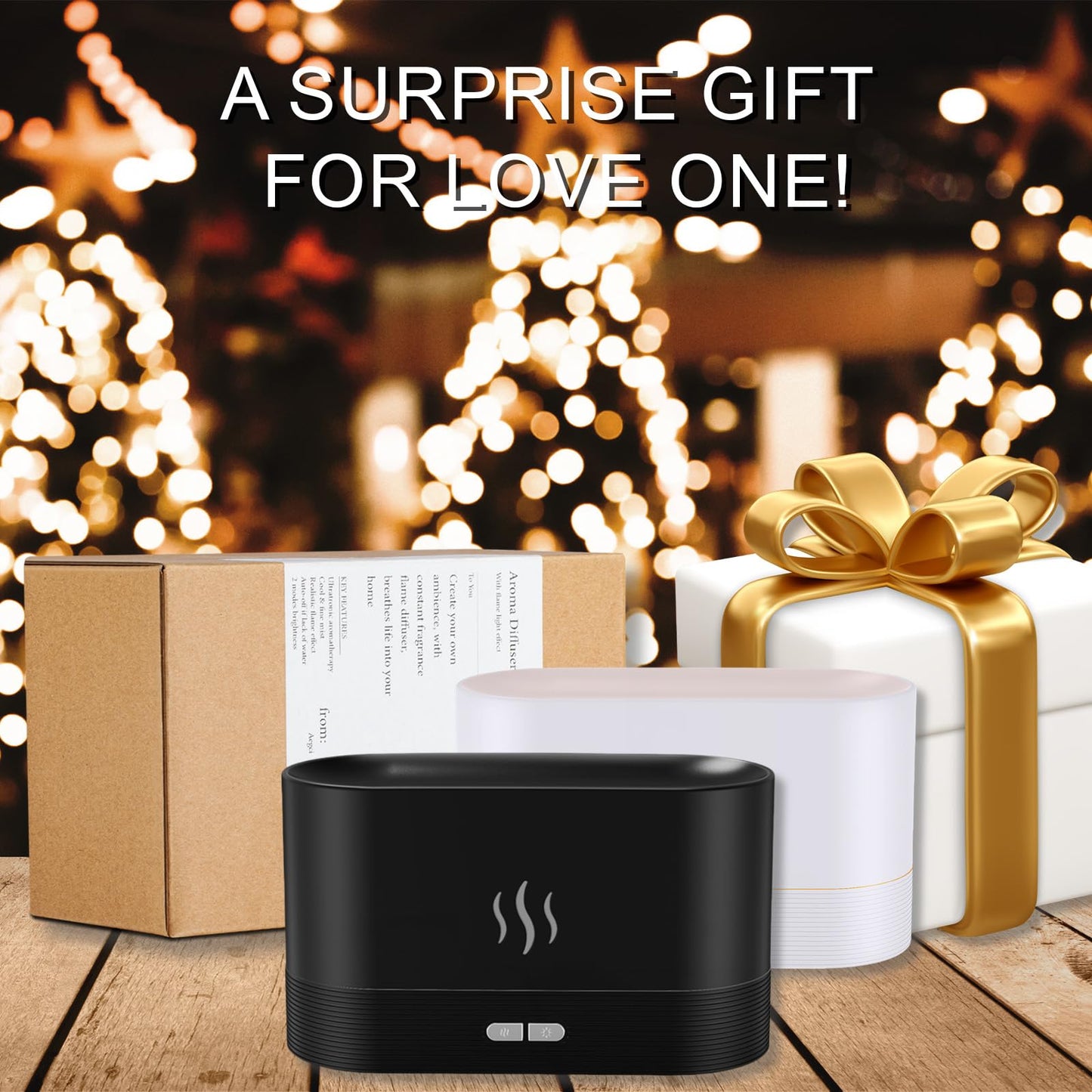 PIZAY Flame LED Essential Oil Diffuser – 180mL, Auto-Off, Black