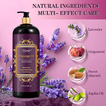 Pjordo 2 Pack Massage Oils Set | Lavender & Lilac Aromatherapy with Roller Ball