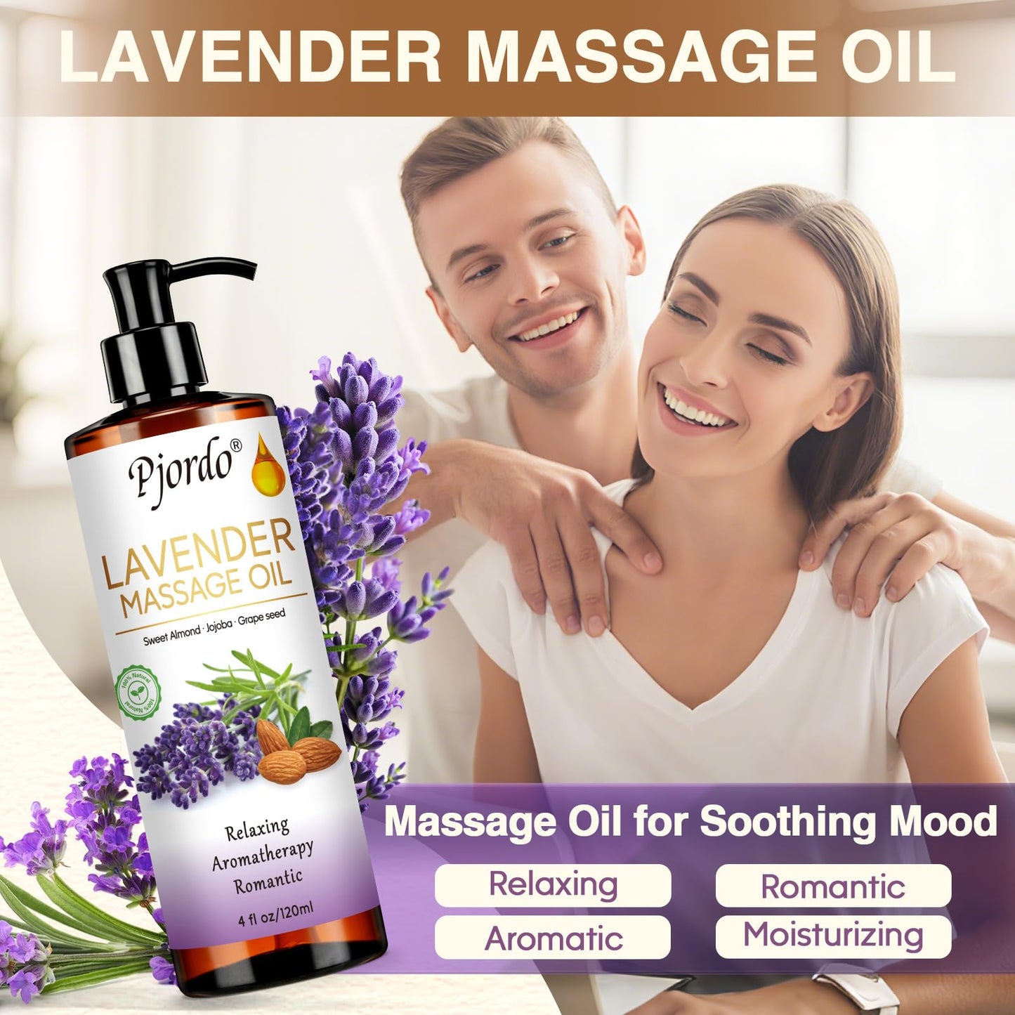 Pjordo 3 Pack Massage Oils & Roller Ball – Vanilla, Lavender & Arnica | Spa Gift Set