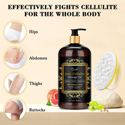 Pjordo Anti Cellulite Massage Oil Kit – Collagen, Stem Cells & Massager for Skin Tightening