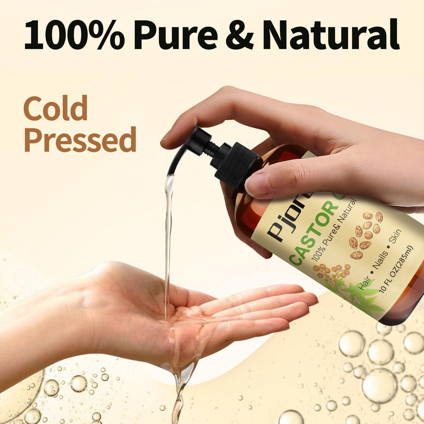 Pjordo Cotton Castor Oil Pack Wrap — 10oz Cold-Pressed Oil, Reusable Pack