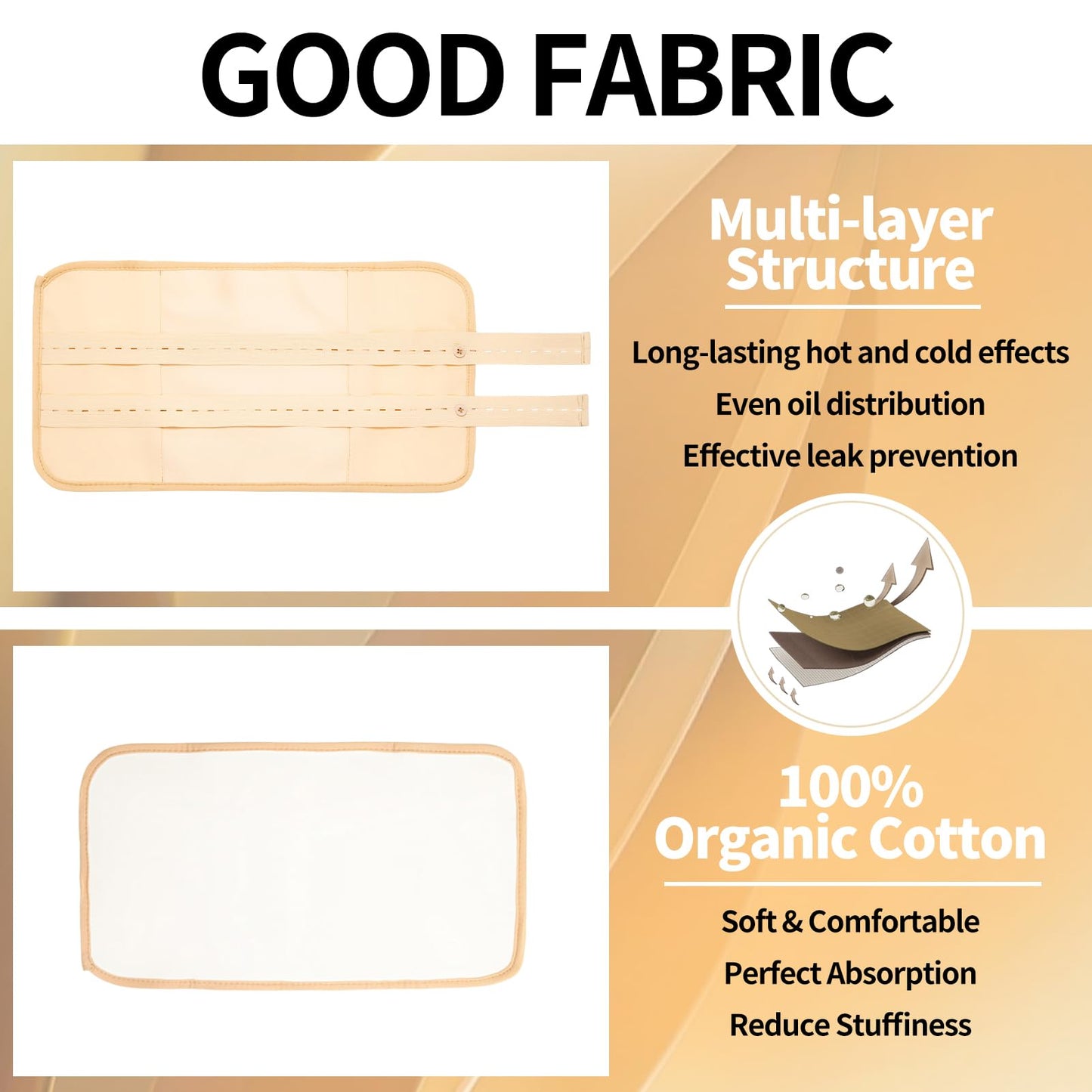 Pjordo Cotton Castor Oil Pack Wrap — 10oz Cold-Pressed Oil, Reusable Pack