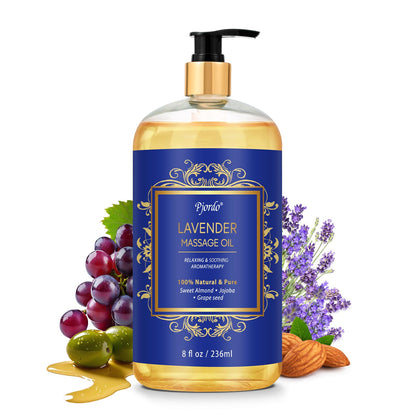 Pjordo Lavender Massage Oil – Calming, Non-Sticky, Jojoba & Sweet Almond