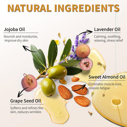 Pjordo Lavender Massage Oil – Calming, Non-Sticky, Jojoba & Sweet Almond