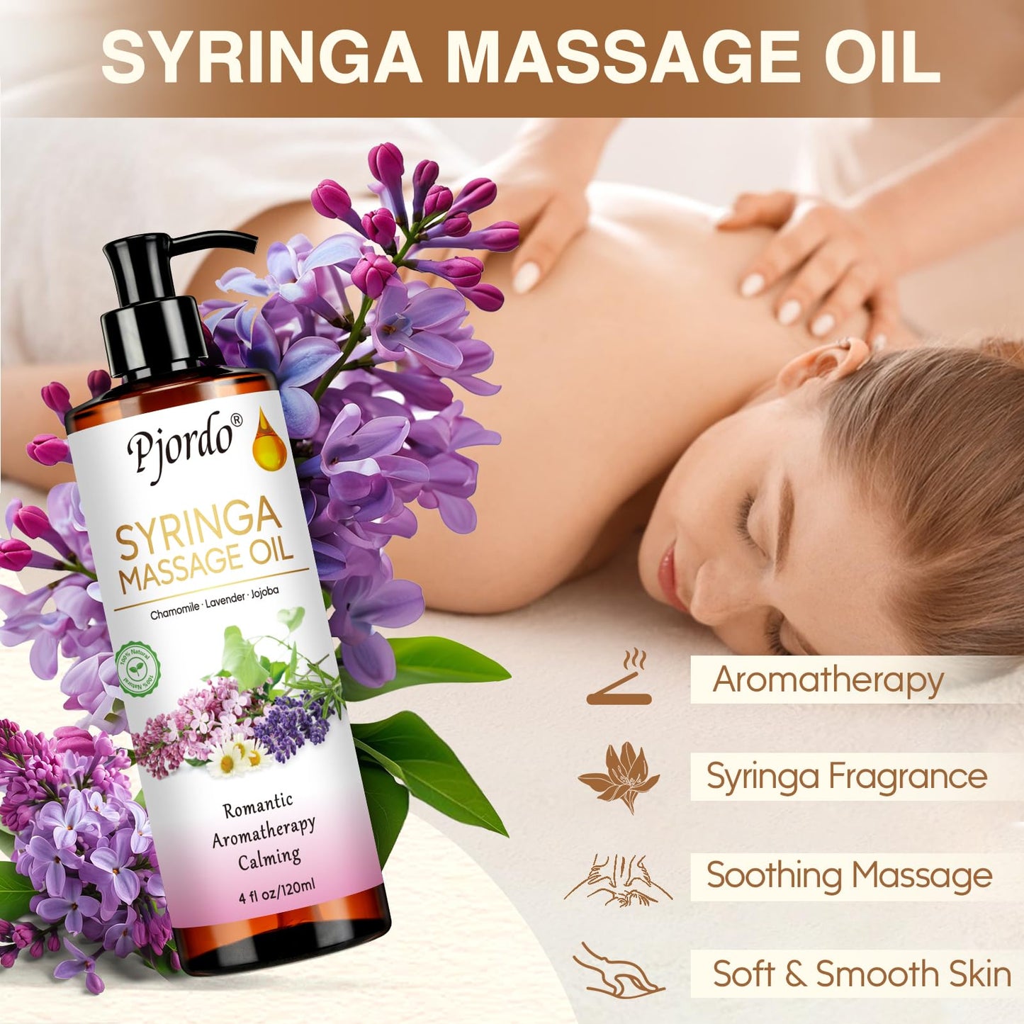 Pjordo Massage Oil Kit – Lilac, Lavender & Arnica with Roller Ball | Spa Gift Set