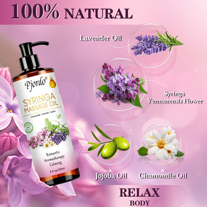 Pjordo 2 Pack Massage Oils Set | Lavender & Lilac Aromatherapy with Roller Ball