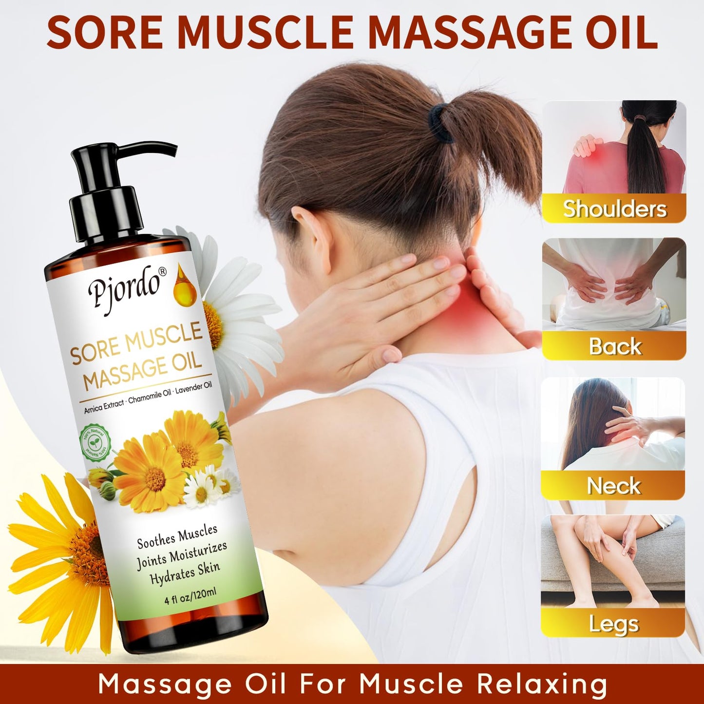 Pjordo Lavender Massage Oil & Arnica Roller Ball Gift Set