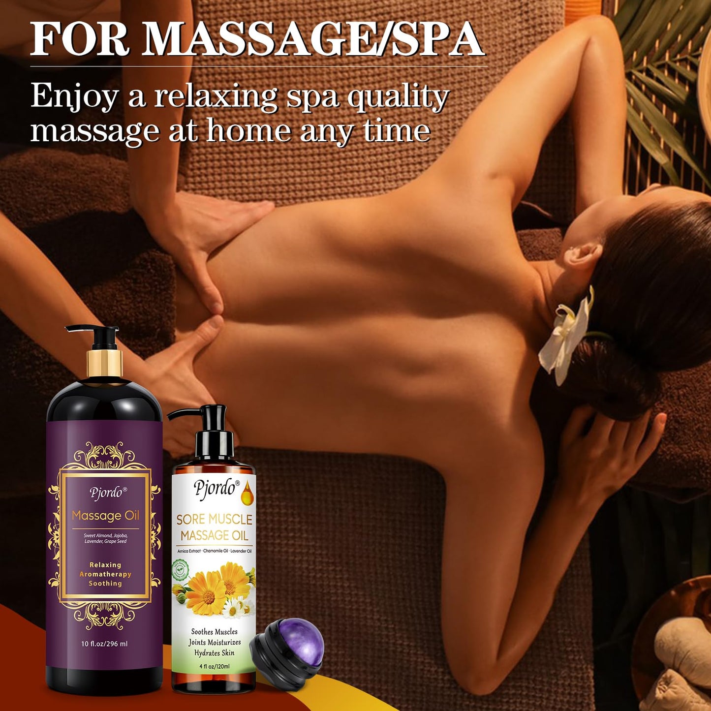 Pjordo Lavender Massage Oil & Arnica Roller Ball Gift Set