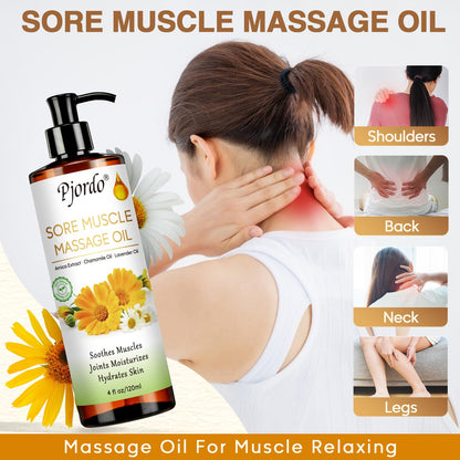Pjordo 3 Pack Massage Oils & Roller Ball – Vanilla, Lavender & Arnica | Spa Gift Set