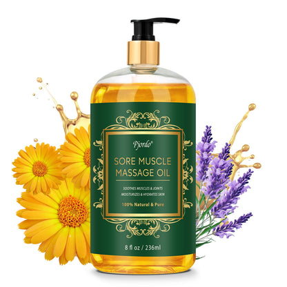 Pjordo Sore Muscle Massage Oil – 8 oz, Lavender, Arnica & Chamomile