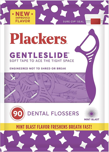 PLACKERS Gentleslide Dentla Flossers for Tight Teeth – 90 ea (Pack of 2)