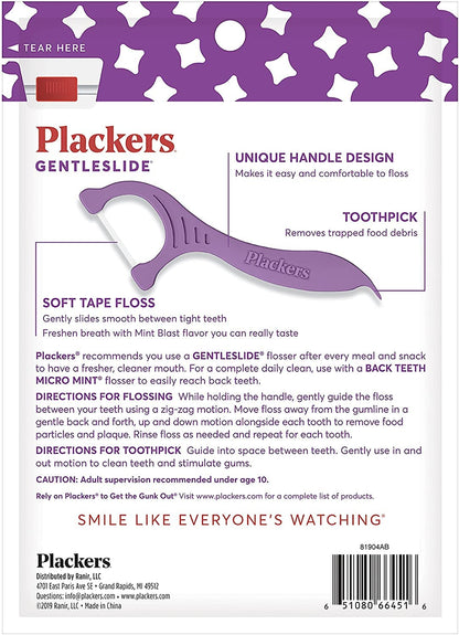 PLACKERS Gentleslide Dentla Flossers for Tight Teeth – 90 ea (Pack of 2)