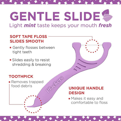 PLACKERS Gentleslide Dentla Flossers for Tight Teeth – 90 ea (Pack of 2)