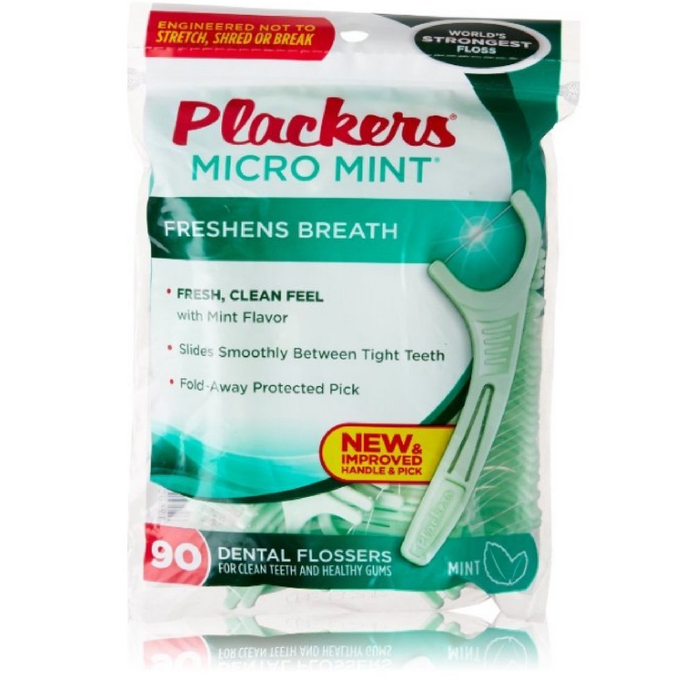 Plackers Micro Mint Freshens Breath Dental Flossers – 90 Per Pack (Pack of 2) Mint Flavor
