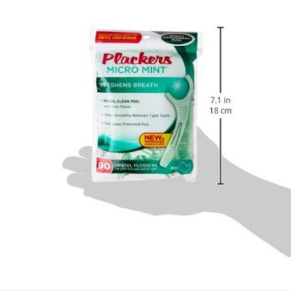 Plackers Micro Mint Freshens Breath Dental Flossers – 90 Per Pack (Pack of 2) Mint Flavor