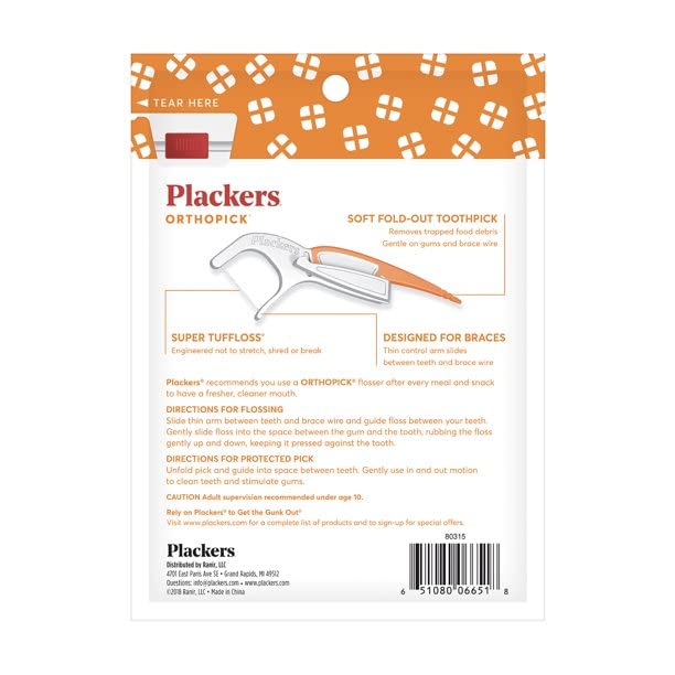 Plackers Orthopick Flosser for Braces – 24 Count (Pack of 2)
